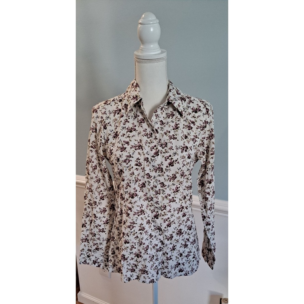 NWT Small D'ascoli‎ Button Up Long Sleeve  Blouse Floral Cottagecore 100% Cotton